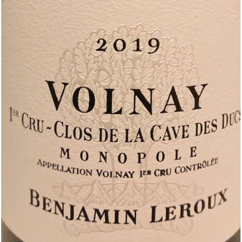 2019 Benjamin Leroux Volnay Premier Cru Clos de la Cave des Ducs bottle