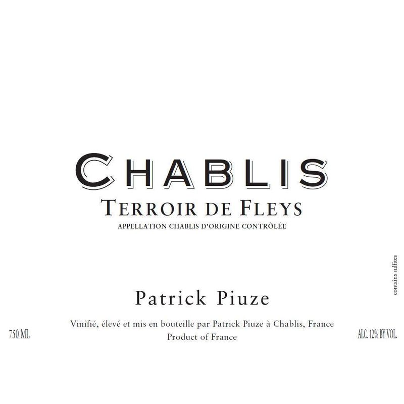 2024 Patrick Piuze Chablis Terroir de Fleys bottle