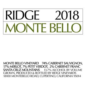 2018 Ridge, California Cabernet Sauvignon Monte Bello, Santa Cruz Mountains 3x150cl