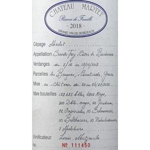 2018 Chateau Martet, Reserve de Famille Rouge, Sainte-Foy-Bordeaux 6x75cl