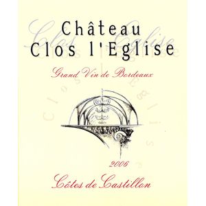 2006 Chateau Clos L'Eglise, Castillon-Cotes de Bordeaux 6x75cl