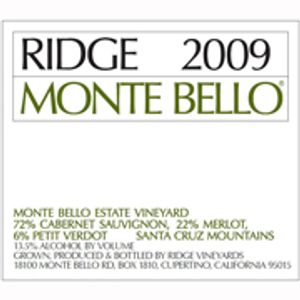 2009 Ridge, California Cabernet Sauvignon Monte Bello, Santa Cruz Mountains 6x75cl