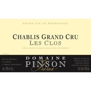 2013 Domaine Pinson Freres, Chablis Grand Cru, Les Clos 12x75cl