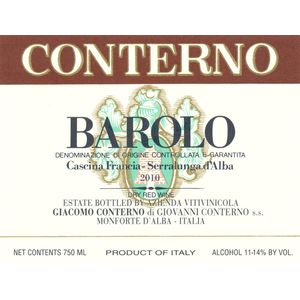 2010 Giacomo Conterno, Barolo, Francia 1x150cl