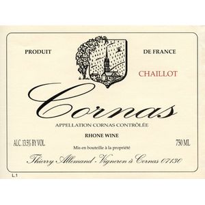 2021 Thierry Allemand, Cornas, Chaillot 12x75cl