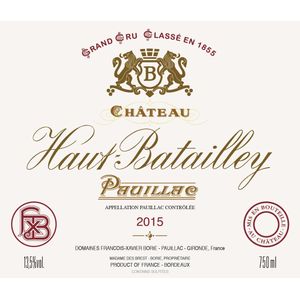 2015 Chateau Haut-Batailley 5eme Cru Classe, Pauillac 12x75cl