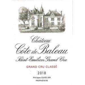 2018 Chateau Cote de Baleau Grand Cru Classe, Saint-Emilion Grand Cru 6x150cl