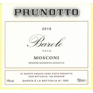 2019 Prunotto, Barolo, Mosconi 6x75cl