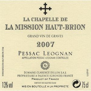 2007 La Chapelle de la Mission Haut-Brion, Pessac-Leognan 6x75cl