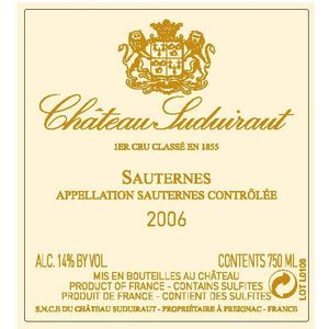 2006 Chateau Suduiraut Premier Cru Classe, Sauternes 12x75cl