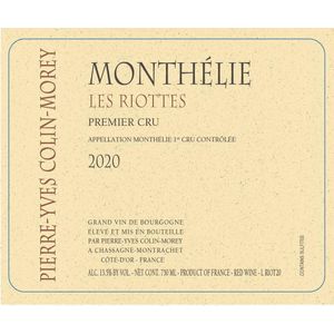 2020 Pierre-Yves Colin-Morey, Monthelie Premier Cru, Les Riottes 6x75cl