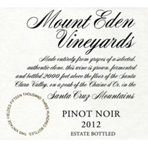 2012 Mount Eden Vineyards, Pinot Noir, Santa Cruz Mountains 12x75cl