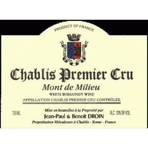 2018 Jean-Paul & Benoit Droin, Chablis Premier Cru, Mont de Milieu 12x75cl