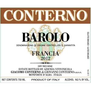 2012 Giacomo Conterno, Barolo, Francia 12x75cl