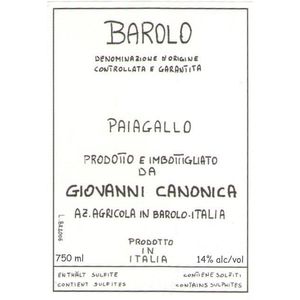 2016 Giovanni Canonica, Barolo, Paiagallo 12x75cl