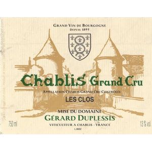 2021 Gerard Duplessis, Chablis Grand Cru, Les Clos 12x75cl