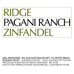 2021 Ridge, Pagani Ranch Zinfandel, Sonoma Valley 12x75cl