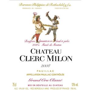 2008 Chateau Clerc Milon 5eme Cru Classe, Pauillac 12x75cl