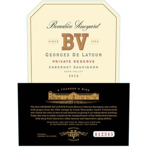 2018 Beaulieu Vineyard, Georges de Latour Private Reserve Cabernet Sauvignon, Napa Valley 6x75cl