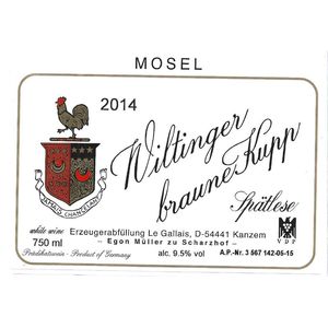 2018 Egon Muller, Scharzhof Gallais Wiltinger Braune Kupp Riesling Spatlese, Mosel 6x75cl