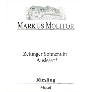 2020 Markus Molitor, Zeltinger Sonnenuhr Riesling Auslese 2* (White Capsule), Mosel 6x75cl