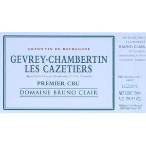 2017 Domaine Bruno Clair, Gevrey-Chambertin Premier Cru, Les Cazetiers 6x75cl