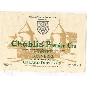 2021 Gerard Duplessis, Chablis Premier Cru, Montee de Tonnerre 12x75cl