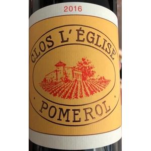 2016 Clos L'Eglise, Pomerol 6x75cl