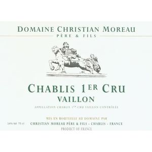 2022 Domaine Christian Moreau Pere & Fils, Chablis Premier Cru, Vaillons 12x75cl