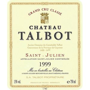 1999 Chateau Talbot 4eme Cru Classe, Saint-Julien 6x150cl