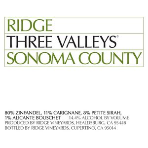 2021 Ridge, Three Valleys, Sonoma County 12x75cl