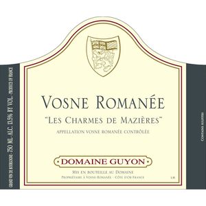 2021 Domaine Jean-Pierre Guyon, Vosne-Romanee, Les Charmes de Mazieres 6x75cl