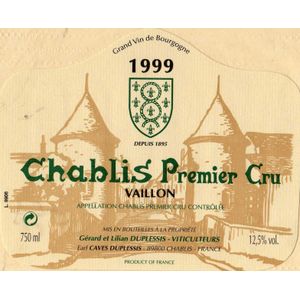 2020 Gerard Duplessis, Chablis Premier Cru, Vaillons 12x75cl