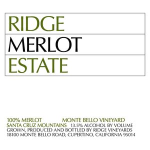 2011 Ridge, Estate Merlot, Santa Cruz Mountains 12x75cl