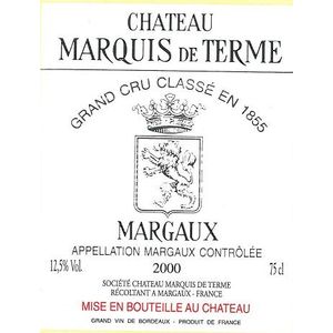 2000 Chateau Marquis de Terme 4eme Cru Classe, Margaux 12x75cl