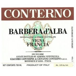 2015 Giacomo Conterno, Barbera d'Alba, Francia 1x75cl