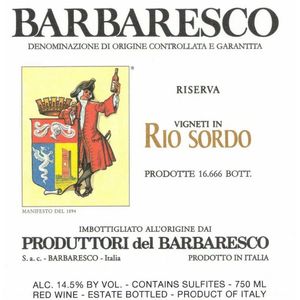 2015 Produttori del Barbaresco, Barbaresco, Rio Sordo Riserva 12x75cl