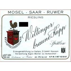 2020 Egon Muller, Scharzhof Gallais Wiltinger Braune Kupp Riesling Spatlese, Mosel 6x75cl
