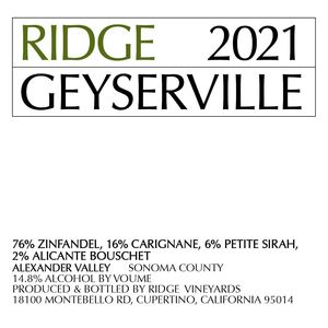 2021 Ridge, Geyserville, Alexander Valley 12x75cl