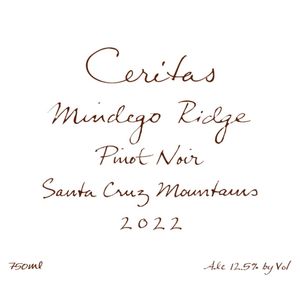 2022 Ceritas, Mindego Ridge Pinot Noir, Santa Cruz Mountains 6x75cl