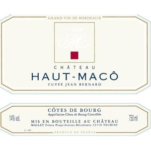 2020 Chateau Haut-Maco, Cuvee Jean Bernard, Cotes de Bourg 6x150cl