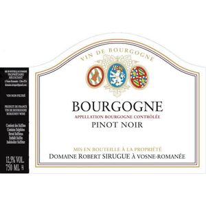 2021 Domaine Robert Sirugue, Bourgogne, Cote d'Or Pinot Noir 6x75cl