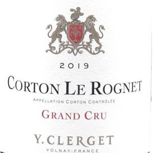 2019 Domaine Y. Clerget, Corton Grand Cru, Rognet 6x75cl
