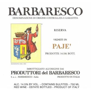 2020 Produttori del Barbaresco, Barbaresco, Paje Riserva 6x75cl
