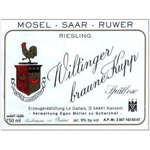 2015 Egon Muller, Scharzhof Gallais Wiltinger Braune Kupp Riesling Spatlese, Mosel 6x75cl