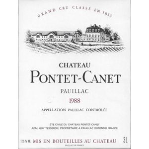1988 Chateau Pontet-Canet 5eme Cru Classe, Pauillac 6x75cl
