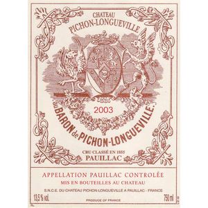 2003 Chateau Pichon Baron 2eme Cru Classe, Pauillac 12x75cl