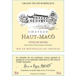 2016 Chateau Haut-Maco, Cotes de Bourg 1x600cl
