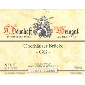 2019 Donnhoff, Oberhauser Brucke Riesling GG Auction, Nahe 3x150cl