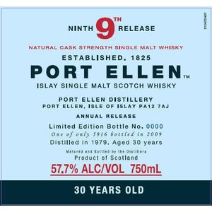1979 Port Ellen, Single Malt 9th Release 30YO Bottled 2009, Islay 1x75cl